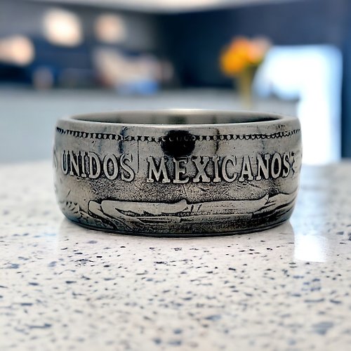 CoinsRingsUkraine Mexican Coin Ring 500 pesos 1987, Peso Mexicano Ring, Ring Mexico, Mexico Ring
