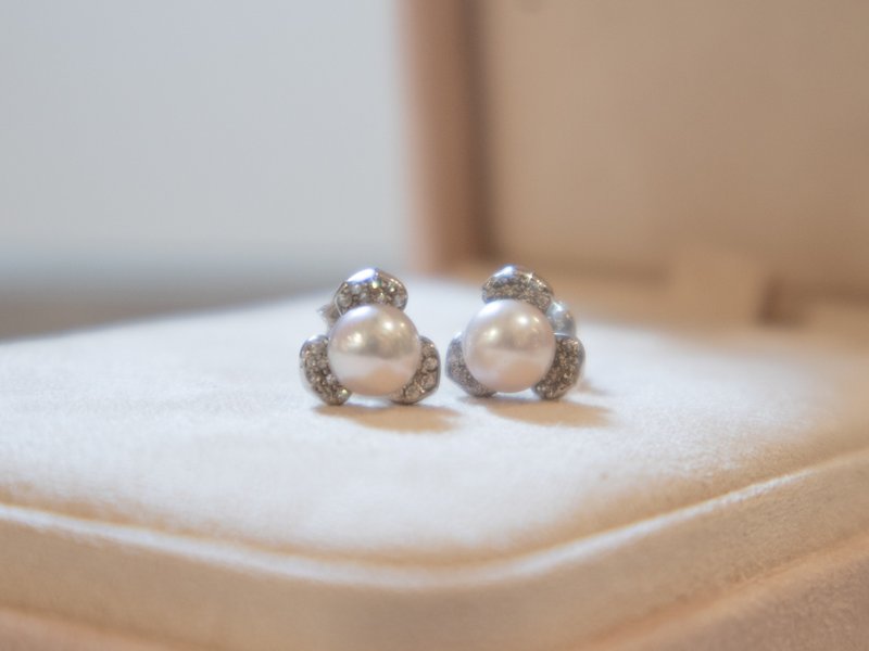 6-6.5mm Akoya Pearl Earrings - Seawater Akoya Japanese Pearl Light Jewelry - S925 Tremella Needle - ต่างหู - ไข่มุก ขาว