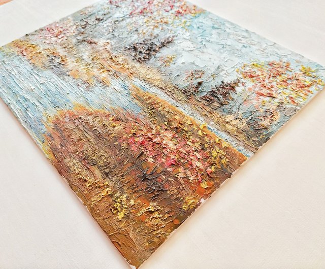 木の絵 秋 オリジナルアート 風景 アートワーク 30x35 cm/ 12x14