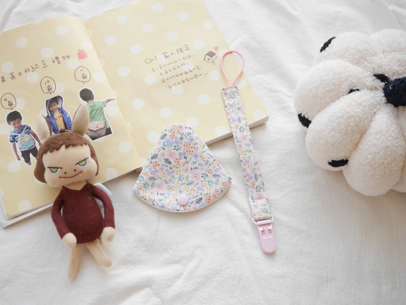 Two-in-one pacifier clip, pacifier dust cover + pacifier chain, small flower style - อื่นๆ - ผ้าฝ้าย/ผ้าลินิน สีม่วง