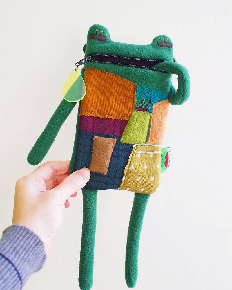 E * group A frog saliva Patchwork bag (dark green) iphone6 ​​+. I7 + cell phone pocket - Other - Cotton & Hemp Green