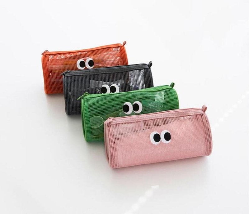 Livework Large Eye Grid Cylindrical Pencil Bag Storage Bag - กล่องดินสอ/ถุงดินสอ - เส้นใยสังเคราะห์ หลากหลายสี