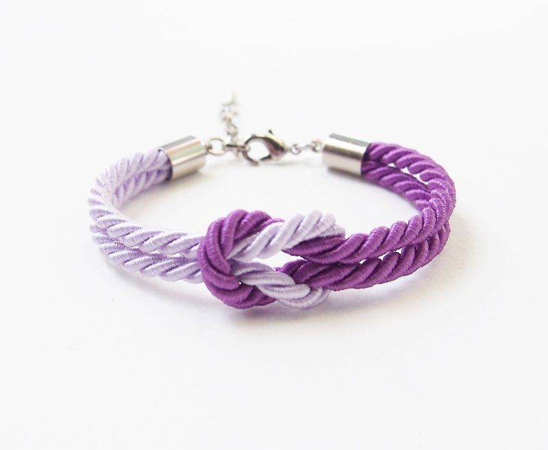 Purple and lilac knot bracelet - 手鍊/手鐲 - 其他材質 紫色