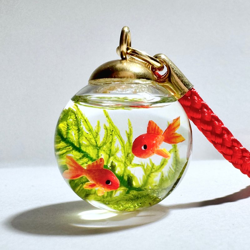 Made to order　Glass goldfish ball  Japanese style key chain　miniature - พวงกุญแจ - แก้ว 