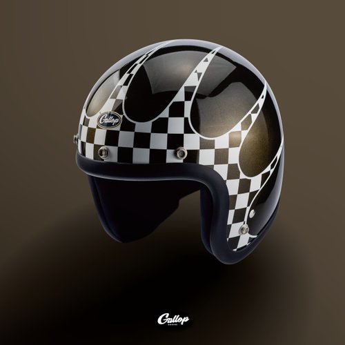 Gallop Kustom Kulture GALLOP P-51 Mustang 戰鬥機 3/4半罩安全帽 白格烏金黑底