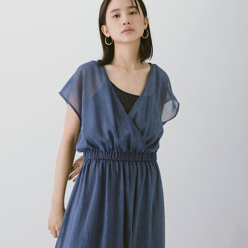 Two-Piece Skin Dress - Lavender Blue - ชุดเดรส - ผ้าฝ้าย/ผ้าลินิน สีน้ำเงิน