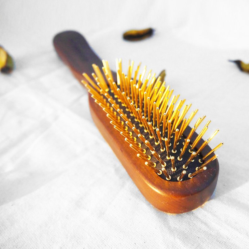 glamorspell magic comb workshop/energy golden comb/long clause gold thick needle - Makeup Brushes - Wood Gold