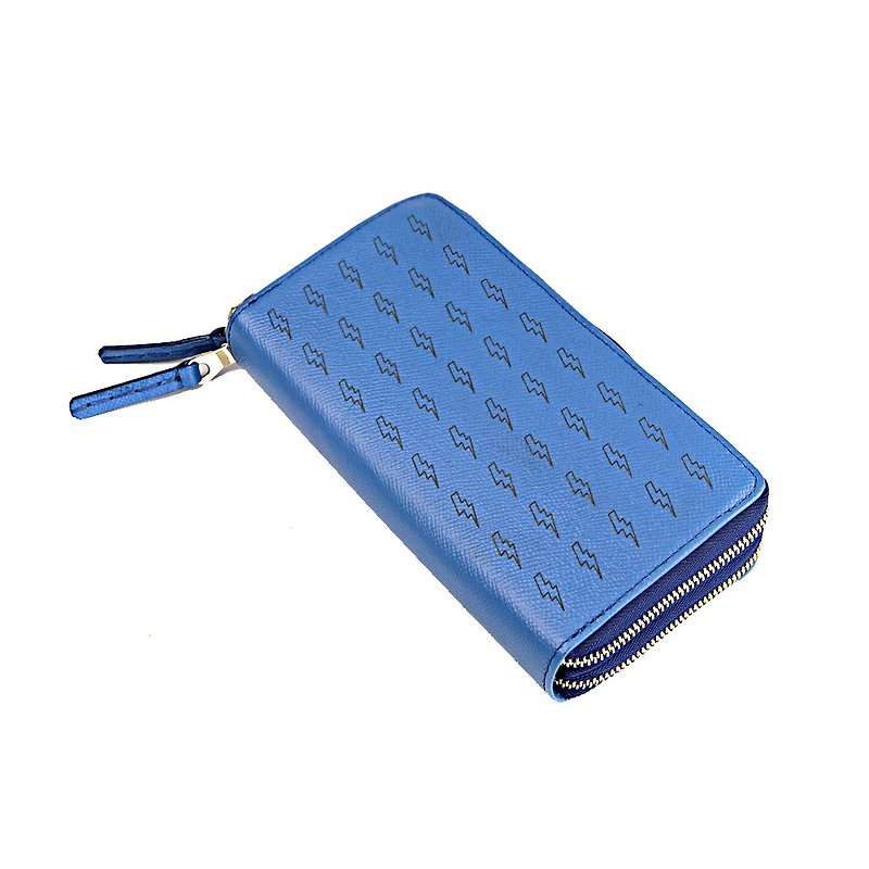Thunder Leather Wallet - กระเป๋าสตางค์ - หนังแท้ สีน้ำเงิน