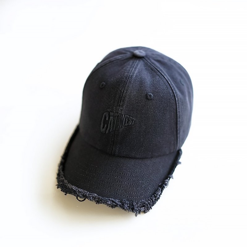 CAT WEST design old raw edge baseball cap men's and women's peaked cap dome embroidery new outdoor all-match - Hats & Caps - Cotton & Hemp Black