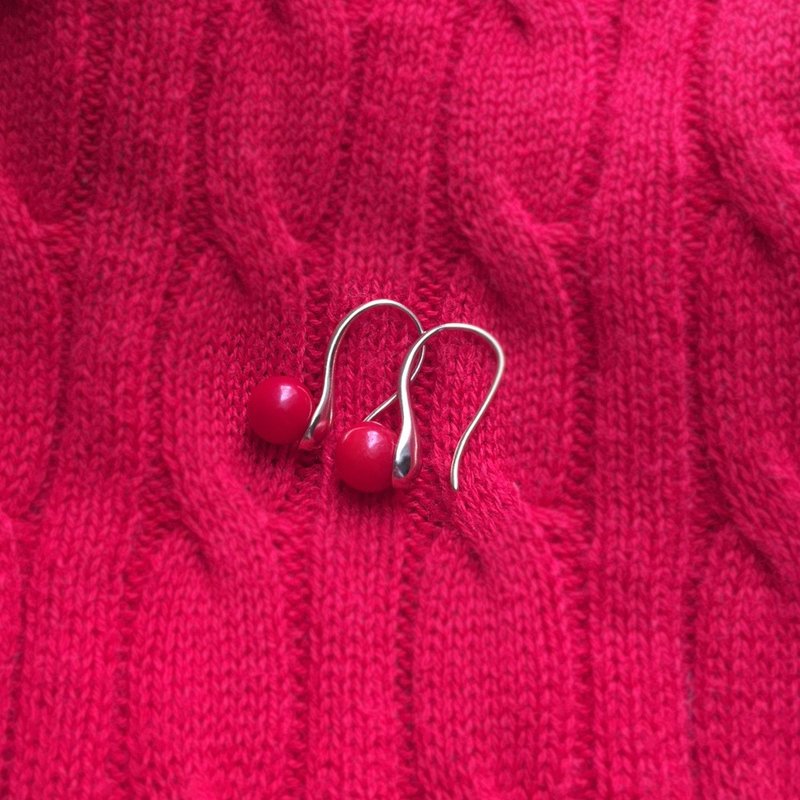 March birthstone coral red coral x drop line earrings - Earrings & Clip-ons - Semi-Precious Stones Red