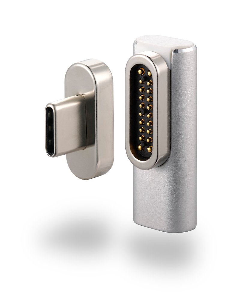 iEasy USB-C L-shaped magnetic adapter supports 100W, 10GB/s, 4K video & audio - แกดเจ็ต - วัสดุอื่นๆ สีเงิน