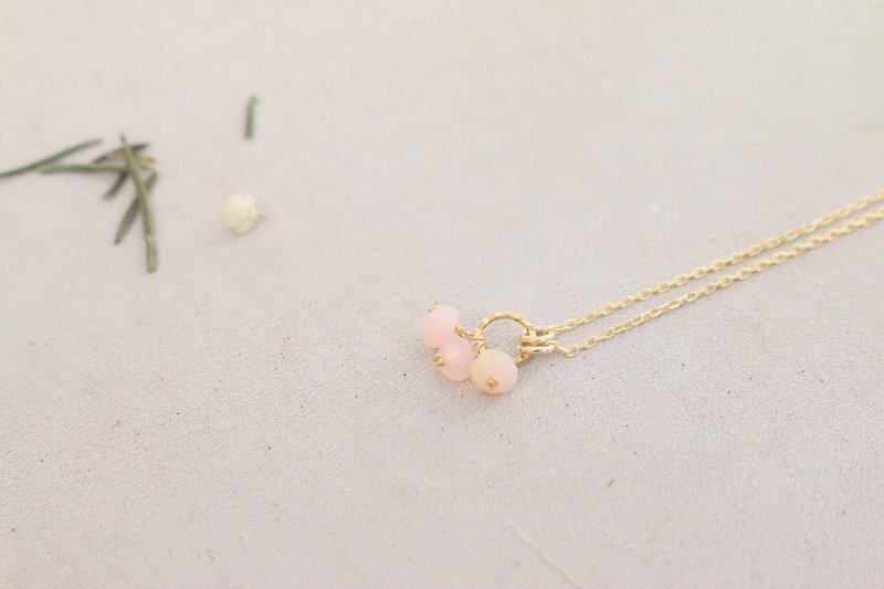 オパール純銀製のネックレス真鍮1032（雨） - ネックレス - 宝石 ピンク