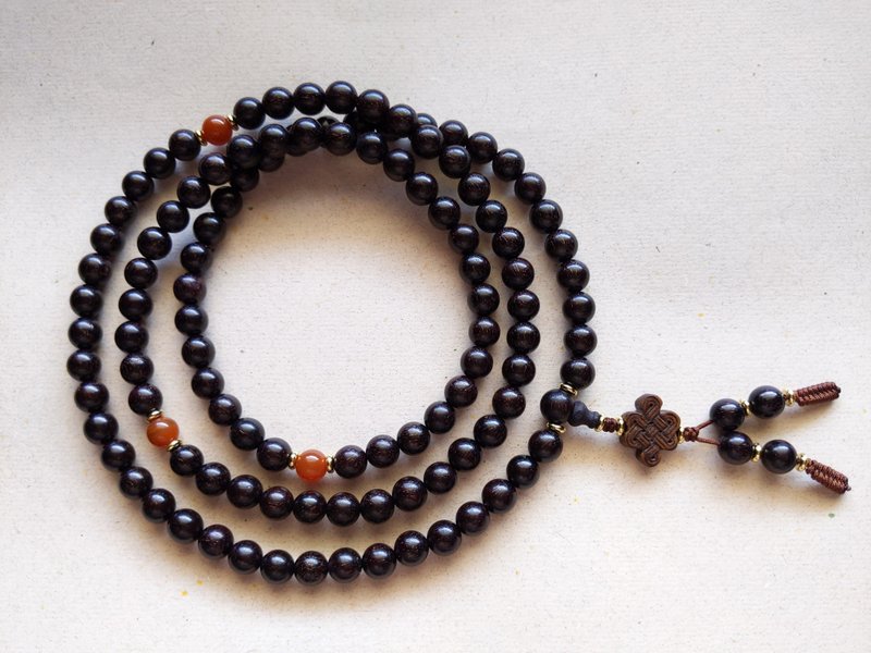 ORLI Jewelry 天然金星小葉紫檀108顆念珠 印度小葉紫檀帶金星 - 項鍊 - 木頭 咖啡色
