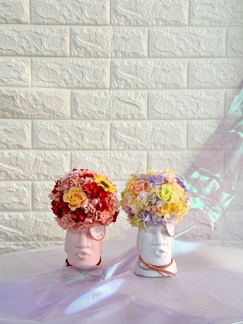 Head blossoms/Moai statues/Moai flower ceremony - Dried Flowers & Bouquets - Porcelain Multicolor
