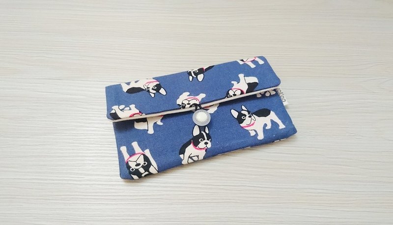 Folding bag passport sets of health cotton bags pouch bag storage bag AS-60 dog blue models - Toiletry Bags & Pouches - Cotton & Hemp 