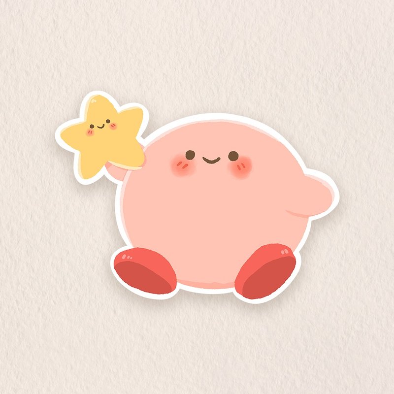 Cute Kirby and the Little Star — Sticker - Stickers - Paper 