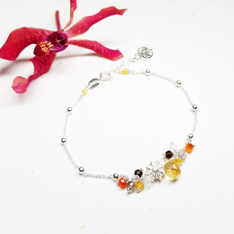 Elegant Chick Collection ~ Citrine / Orange Agate Sterling Silver Bracelet - Bracelets - Gemstone Yellow