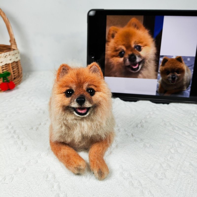客製化逼真犬羊毛氈寵物娃娃定製複刻狗狗猫咪毛小孩公仔 - 貓/狗玩具 - 羊毛 多色
