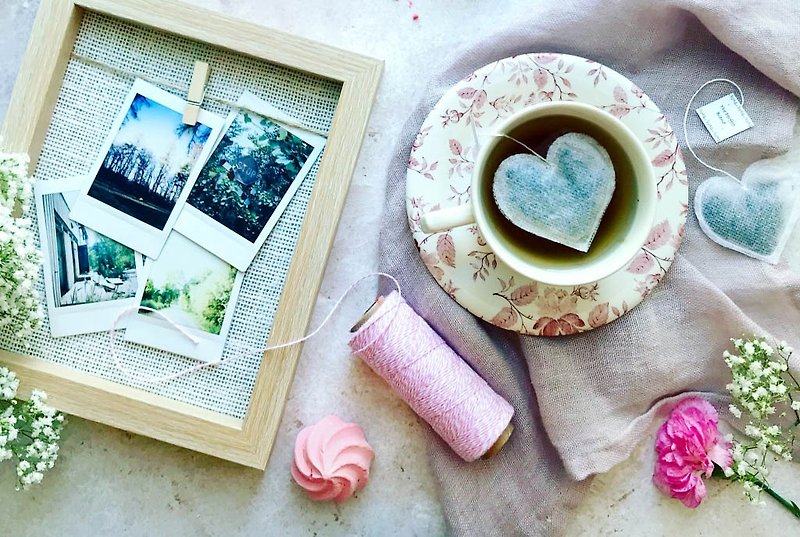 50 Pink Heart Shaped Tea Bags/Made in France, Handmade Tea Gifts, Wedding - ชา - วัสดุอื่นๆ ขาว