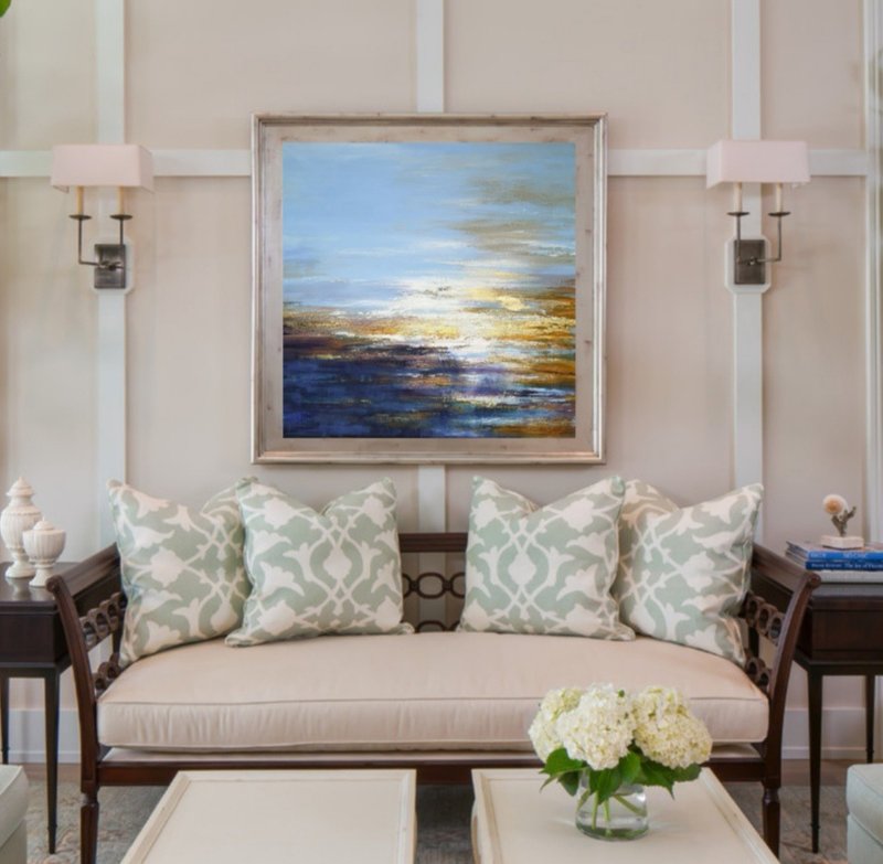 Seascape Painting  Abstract Original Art on Canvas 70x70 cm. - 壁貼/牆壁裝飾 - 棉．麻 