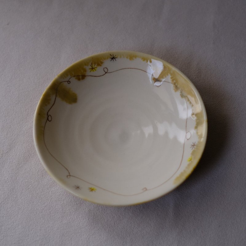 Suànn-Sian . 咖啡結晶釉 捲捲線條 | 中皿 - 盤子/餐盤 - 陶 咖啡色