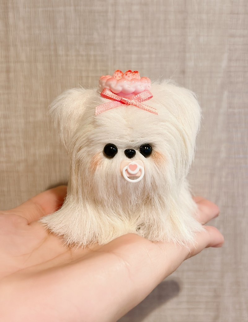 手做娃娃-甜點系列草莓蛋糕長毛馬爾濟斯寶寶 - 公仔/玩偶 - 其他材質 白色