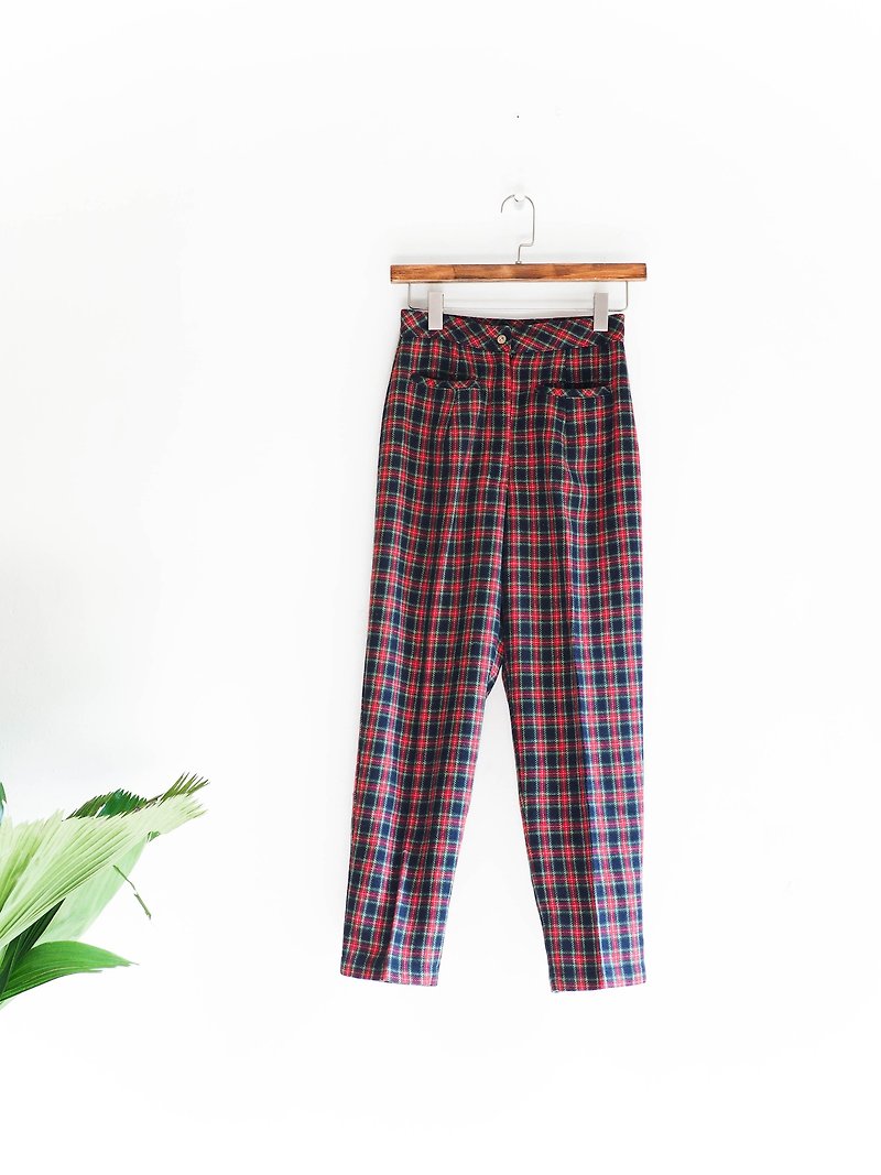 River Hill - east of Tokyo and quality of sheep wool plaid trip straight wide pants antique vintage denim pants vintage - Women's Pants - Wool Multicolor