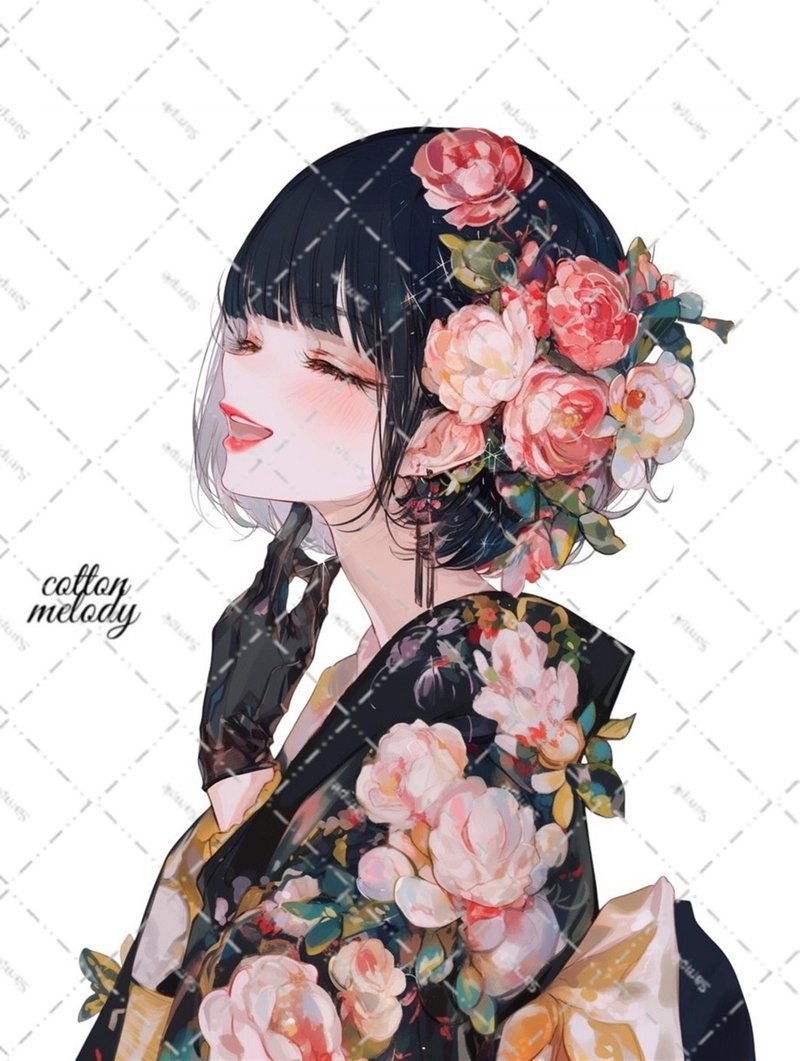 original sticker no.6190 人物ステッカー オリジナルステッカー 人物ステッカー 女の子ステッカー オリジナル人物ステッカー - 貼紙 - 紙 