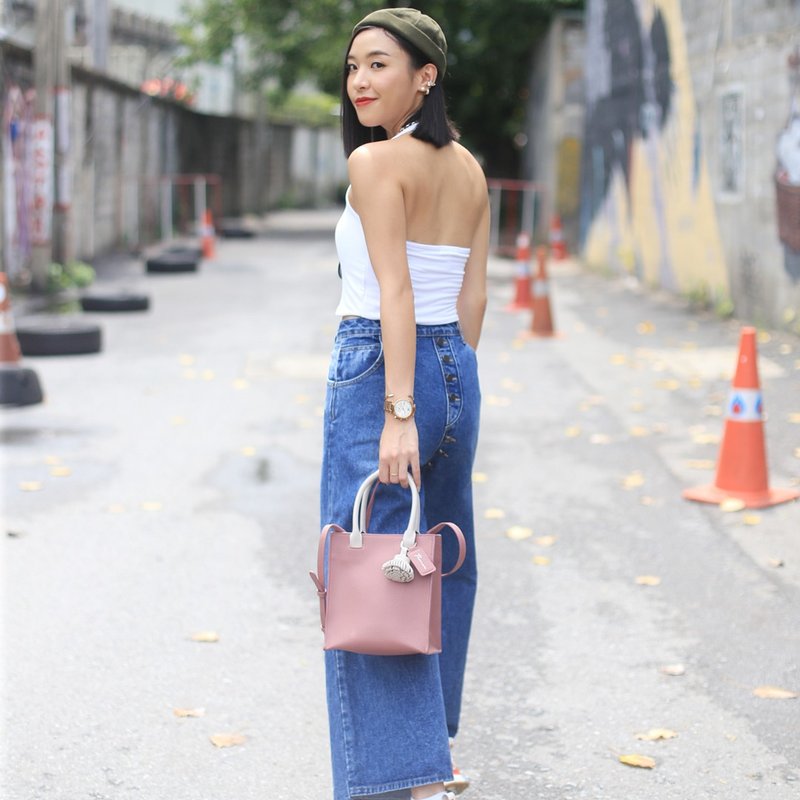 Prime paper tote bag cross body bag - pink color - 手提包/手提袋 - 人造皮革 粉紅色