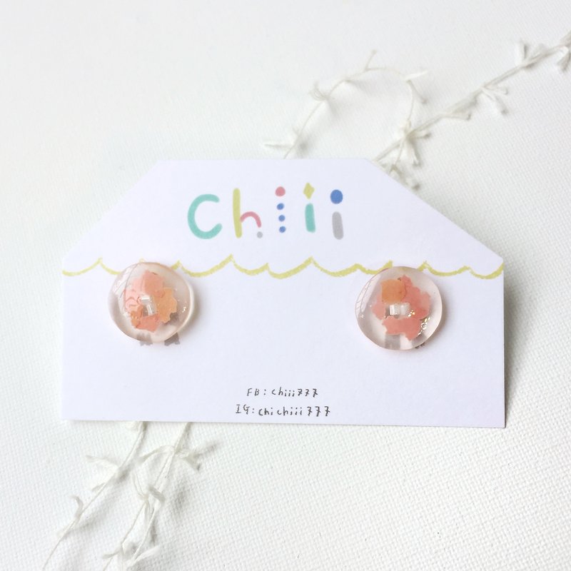 Paper flower clip/pin earrings - Earrings & Clip-ons - Resin Multicolor