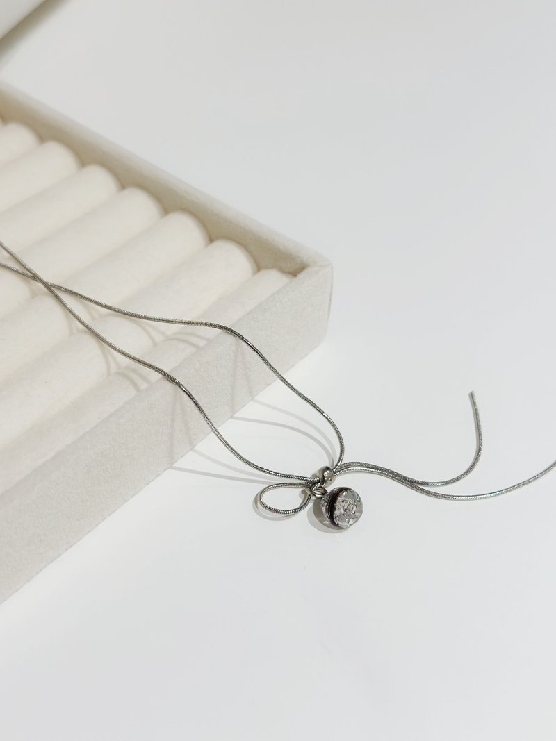 蝴蝶結胎毛掛墜項鍊 韓國小眾設計款 - 嬰兒手鍊/飾品 - 不鏽鋼 