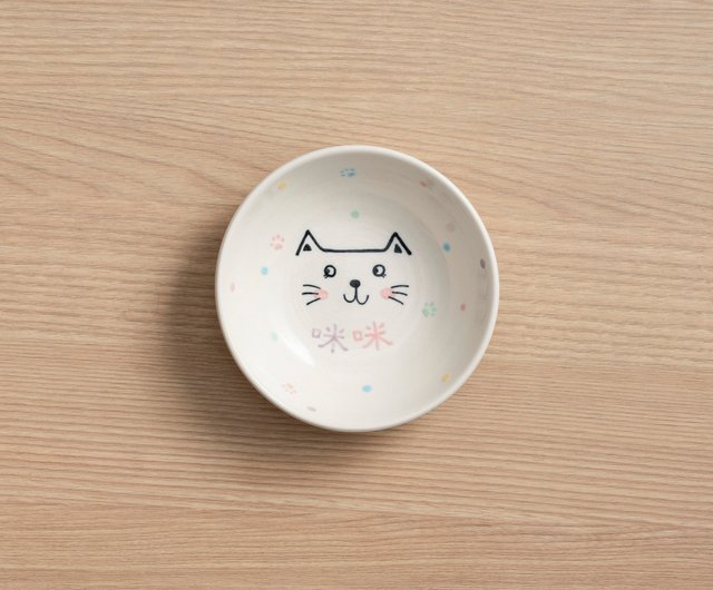 Handmade Ceramic Raised And Tilted Cat Bowl Offwhite, 49 OFF