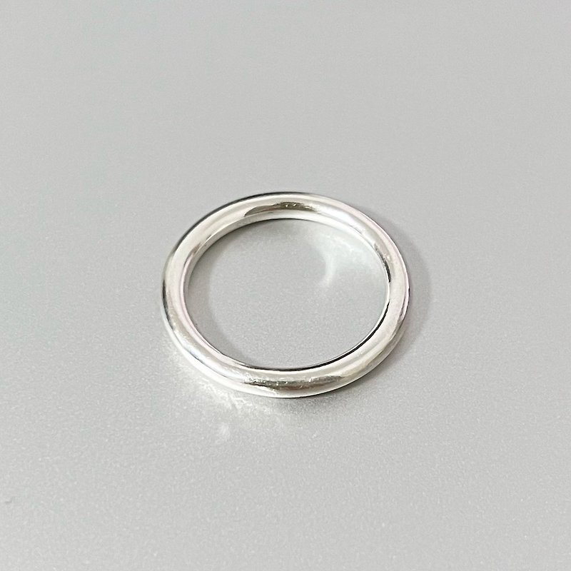 S990足銀極簡圓戒指ring情侶對戒 - 戒指 - 銀 灰色