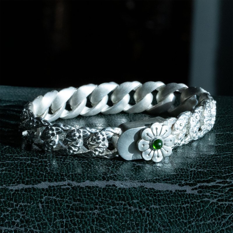 Green Stone Flower Bracelet – DUDAL - 手鍊/手環 - 純銀 銀色