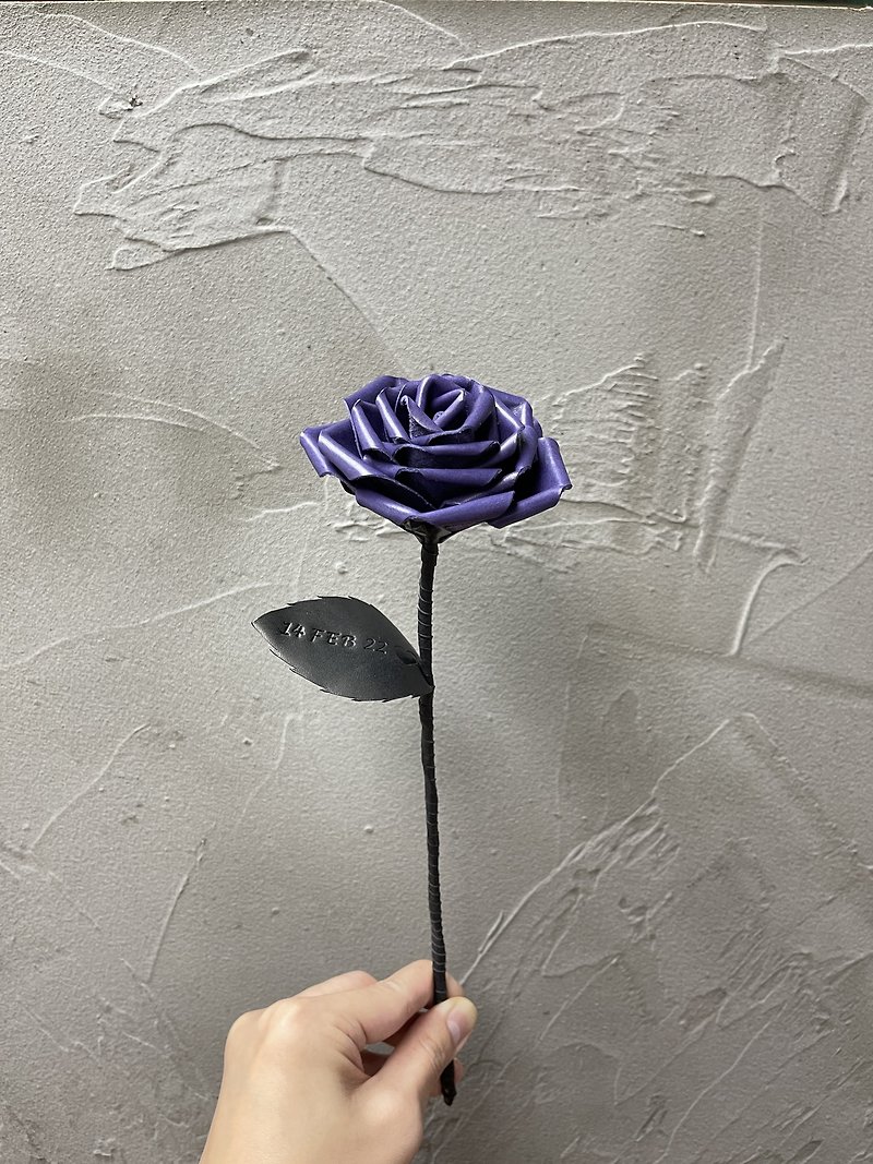 Purple Leather Rose - Items for Display - Genuine Leather Purple