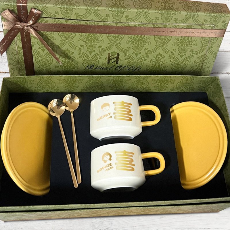 [Customized] Cup Gift Box Set Ceramic Cup Commemorative Gift Couple Cup Pairing - Cups - Pottery 