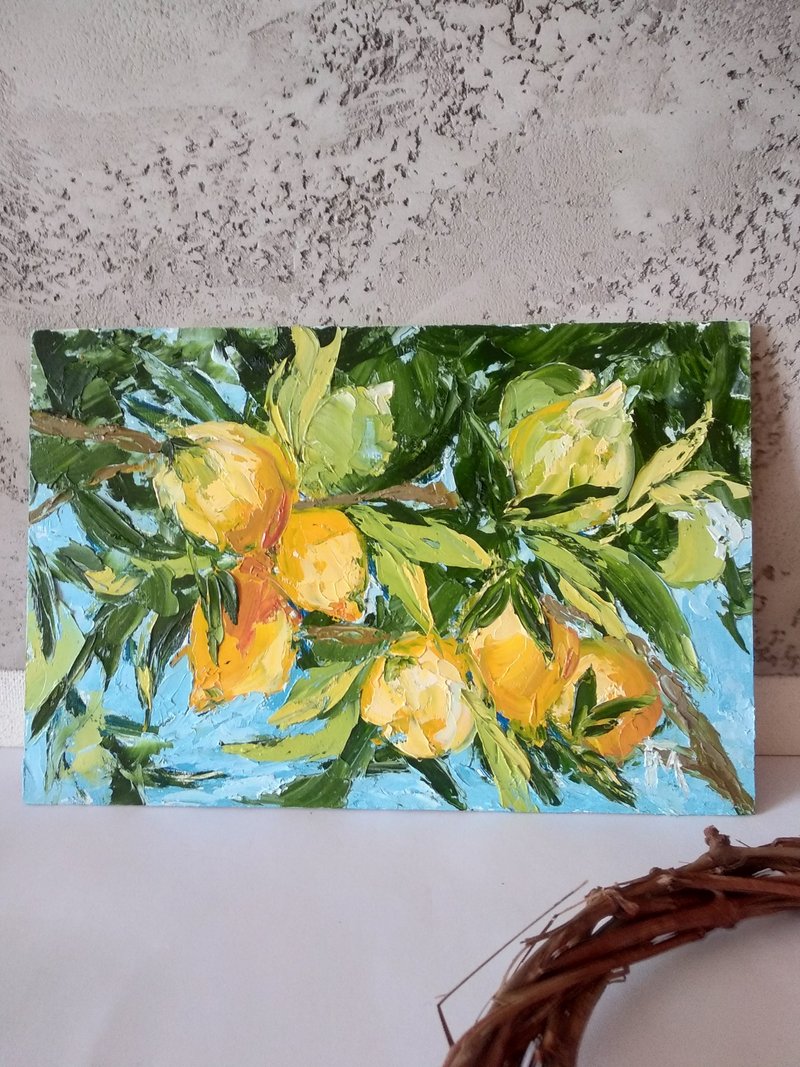 Limon painting. Limon wall art. Original painting. Oil painting on wall decor. - 壁貼/牆壁裝飾 - 其他材質 黃色