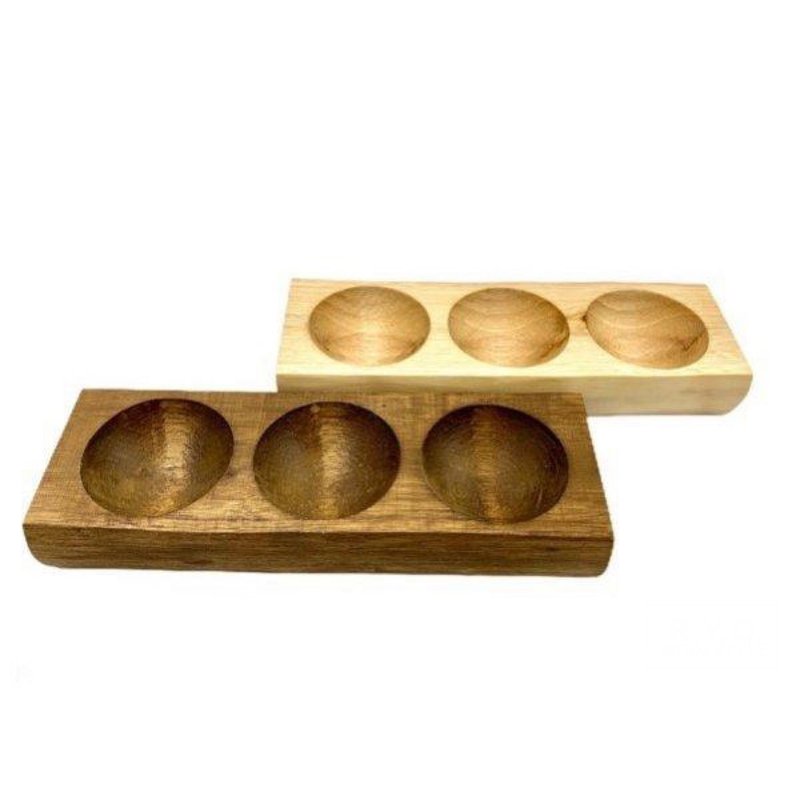 Accessory box wooden 3 holes - กล่องเก็บของ - ไม้ สีนำ้ตาล