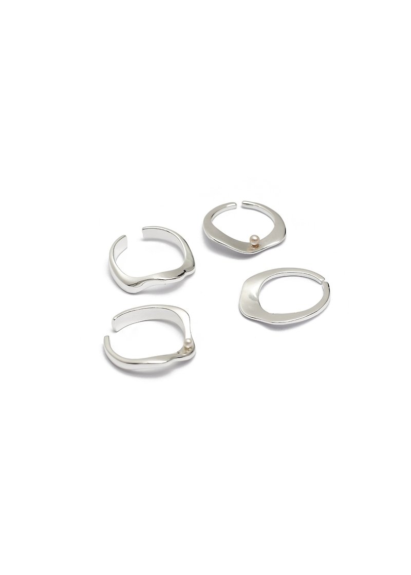 Copper & Brass General Rings Silver - 001.RING+001.PEARL RING (Silver) Ring/Earring