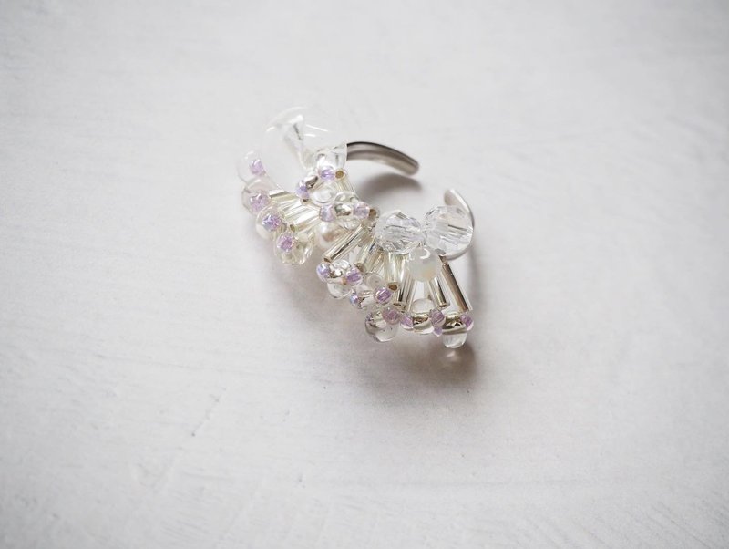 bloom  ring/ear cuff(clear) - General Rings - Acrylic Silver