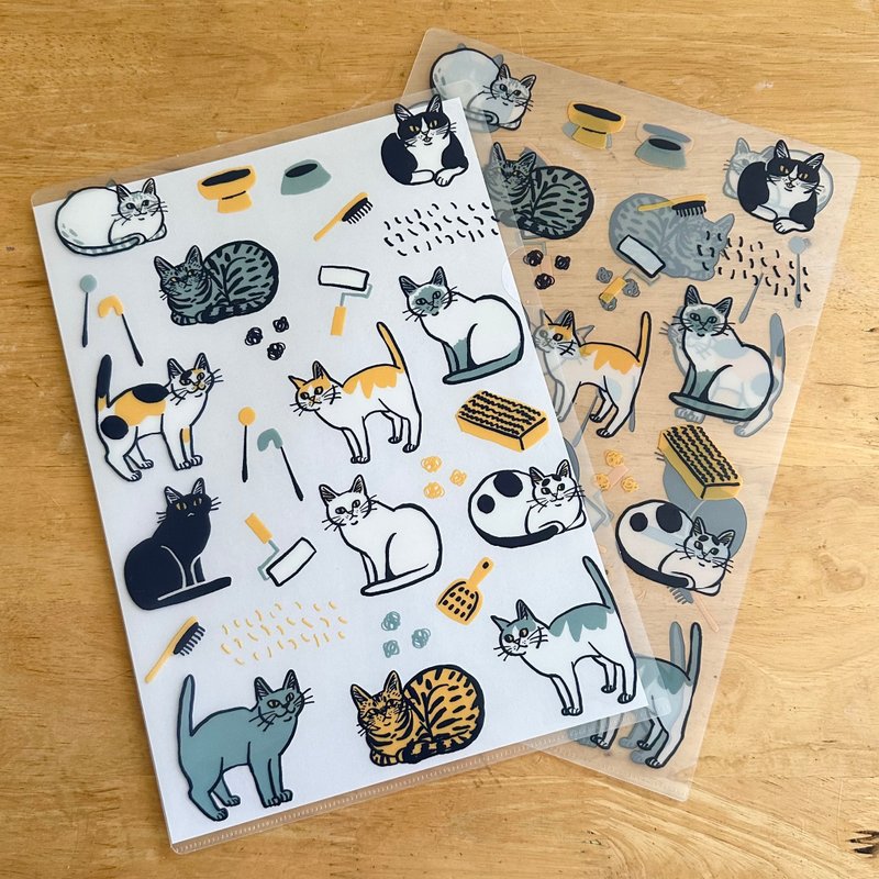 Life with cats L-shaped folder - Folders & Binders - Plastic Multicolor