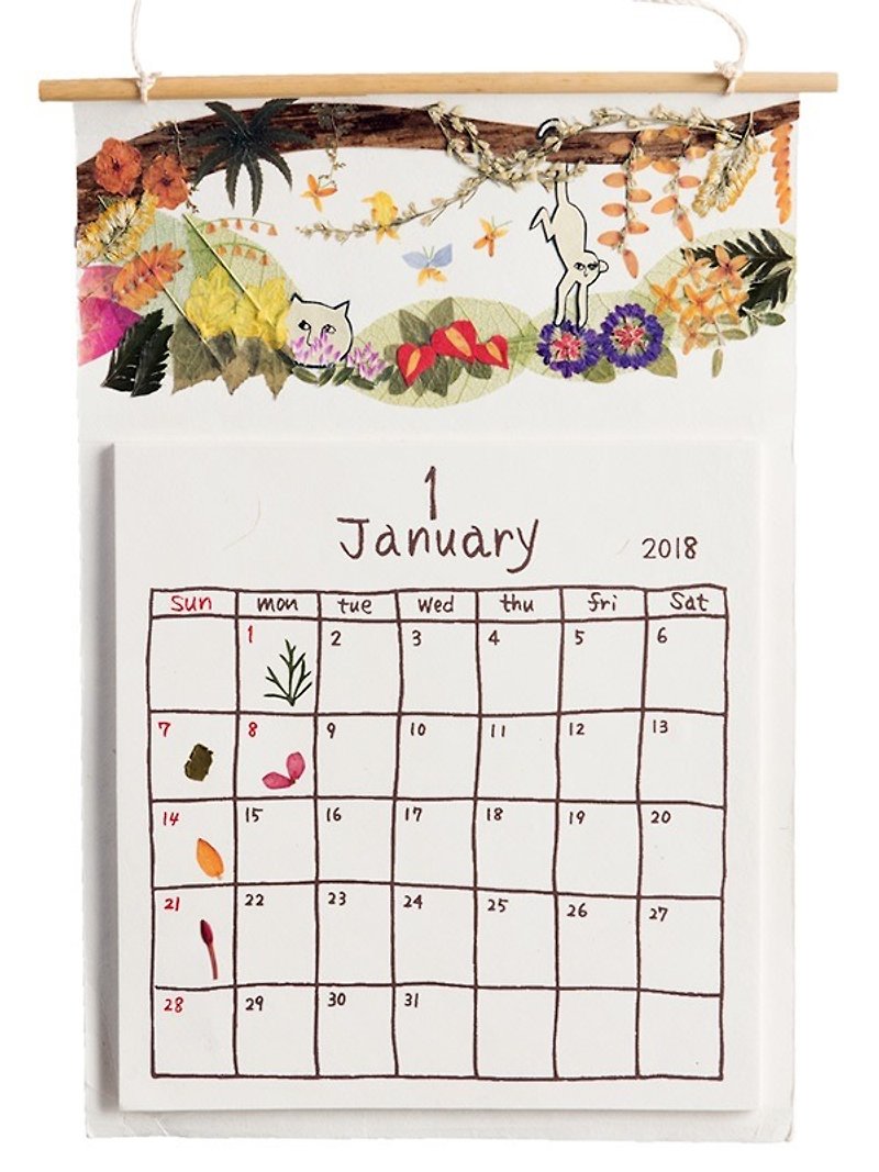 2018 hand-embossed wall-mounted calendar - Calendars - Paper 
