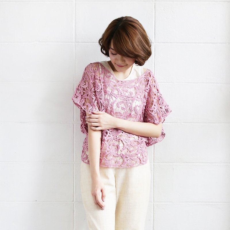 Over-Size Tops Lace Cotton Ylang-ylang - เสื้อผู้หญิง - ผ้าฝ้าย/ผ้าลินิน 