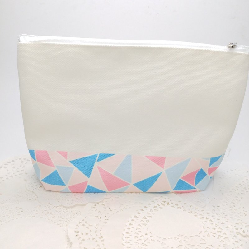 Mosaic Pattern Makeup Bag - Light Pink and Blue color - Toiletry Bags & Pouches - Other Materials Pink