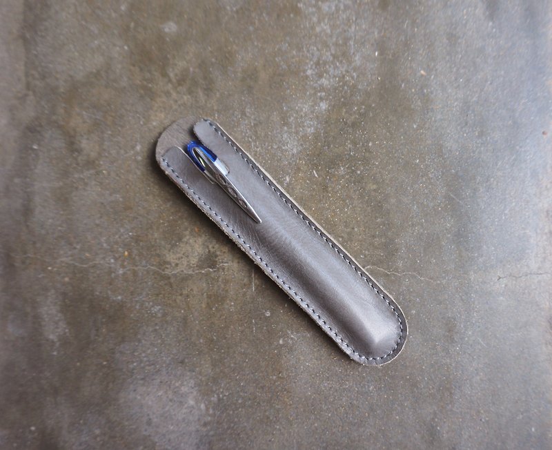 Leather Single Pen Case | Grey (Cowhide/Pen Case/Pen Case) - กล่องดินสอ/ถุงดินสอ - หนังแท้ สีเทา