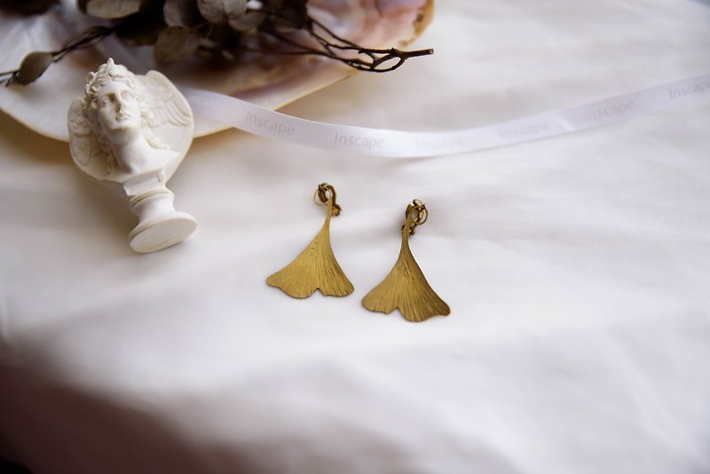 Brass ginkgo ear clip - Earrings & Clip-ons - Copper & Brass Gold