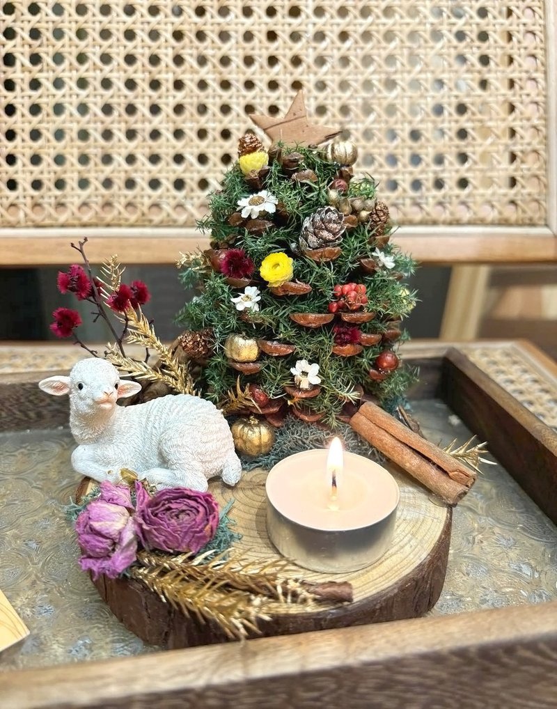 【Cedar Pinecone Christmas Tree】Christmas Glimmer‧Candle Holder - Items for Display - Plants & Flowers Gold