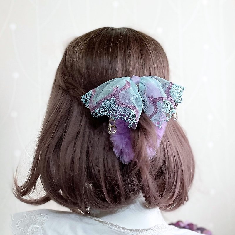 Cute fried hair embroidery banana clip intersecting clip ponytail clip lace hairpin spring clip Baotou catch clip