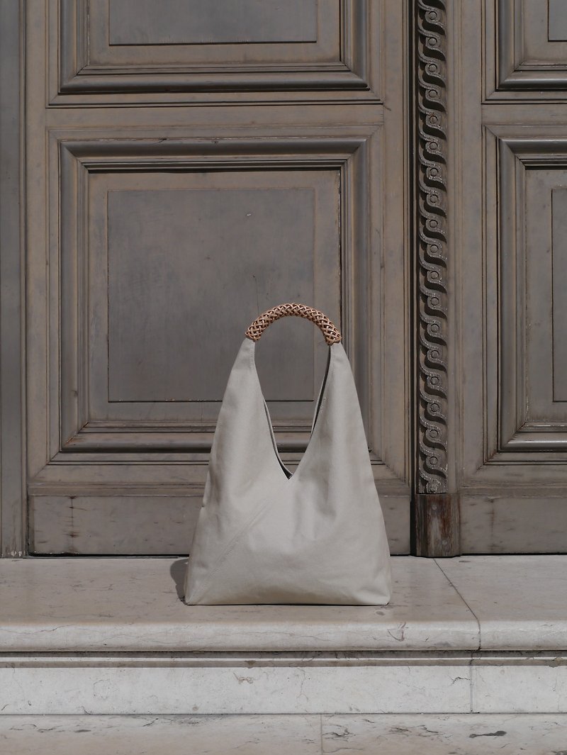 Woven Triangle Bag (L) (Ivory) - Messenger Bags & Sling Bags - Cotton & Hemp Khaki