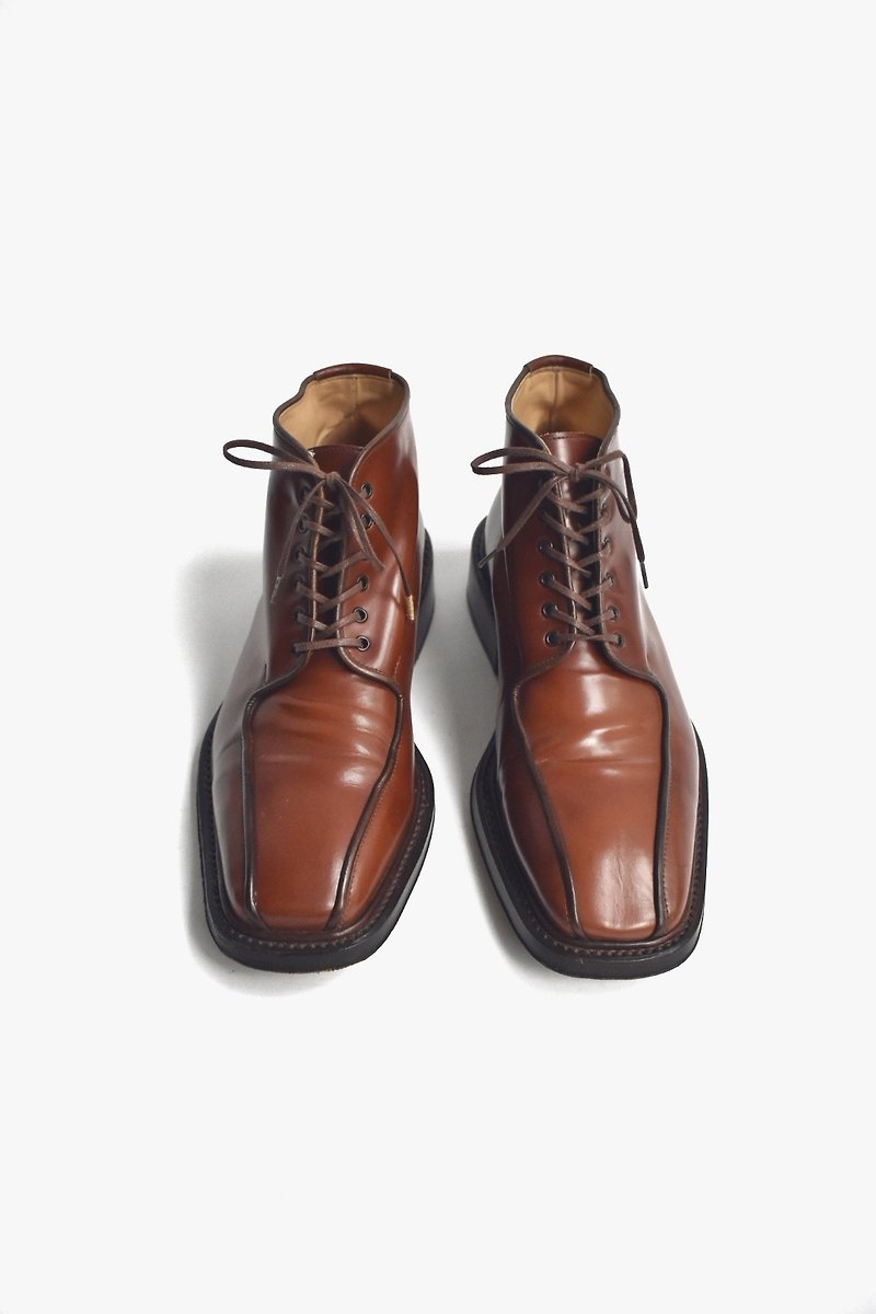 90s Italy Golden Eyes Boots | Charles Jourdan US 7.5D EUR 4041 - รองเท้าบูธผู้ชาย - หนังแท้ สีแดง